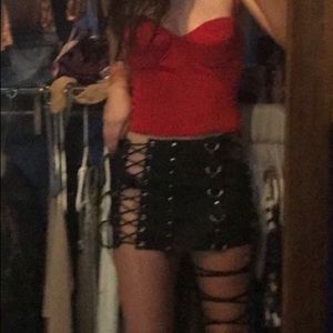 Black studded mini skirt!